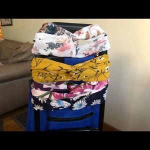 Headbands/elastic backs floral prints chiffon